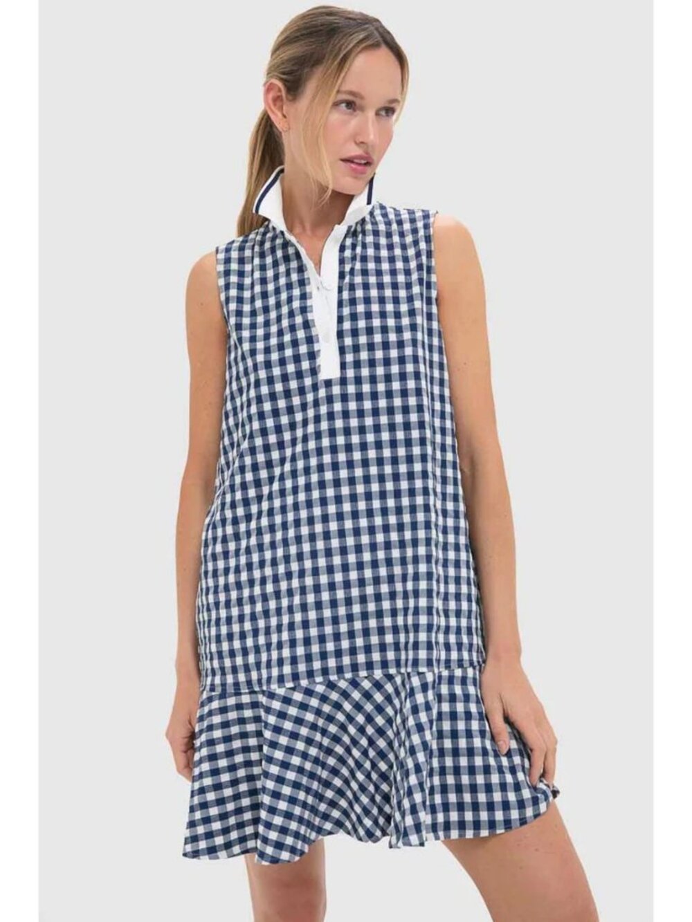 Tuckernuck Tnuck Sport Sleeveless Performance Seersucker May Golf Dress in Navy - Picture 4 of 13